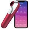 Satisfyer Dual Love rojo junto a la aplicación del móvil