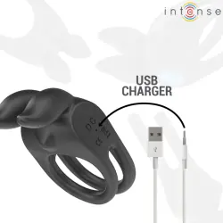 Intense - sam anillo doble vibrador pene 10 vibraciones negro