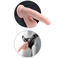 King cock - plus 3d dildo swinging balls 15.2 cm natural