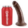 King Cock 6" marrón junto a una lata para comparar tamaño