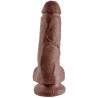 King Cock 8 pulgadas con testículos marrón visto de frente