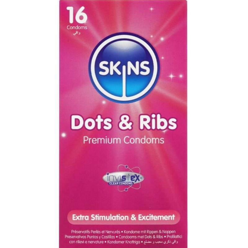 Skins - dots & ribs preservativos premium pack 16