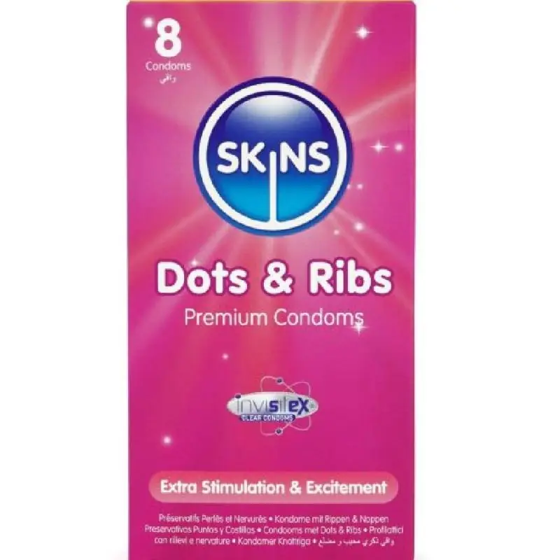 Skins - dots & ribs preservativos premium pack 8 Skins - dots & ribs preservativos premium pack 8