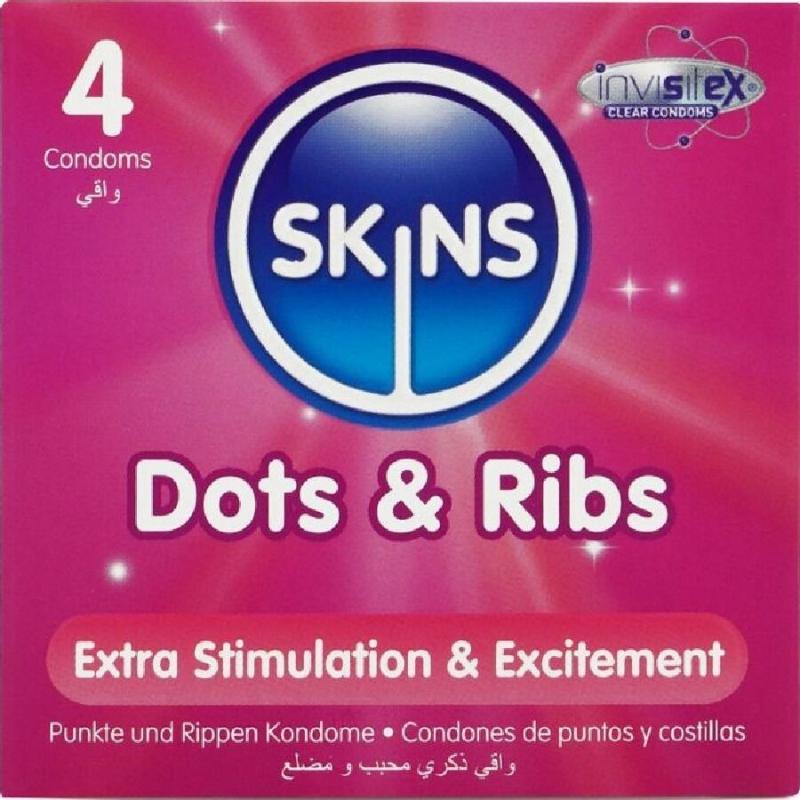 Skins - dots & ribs preservativos premium pack 4 Skins - dots & ribs preservativos premium pack 4