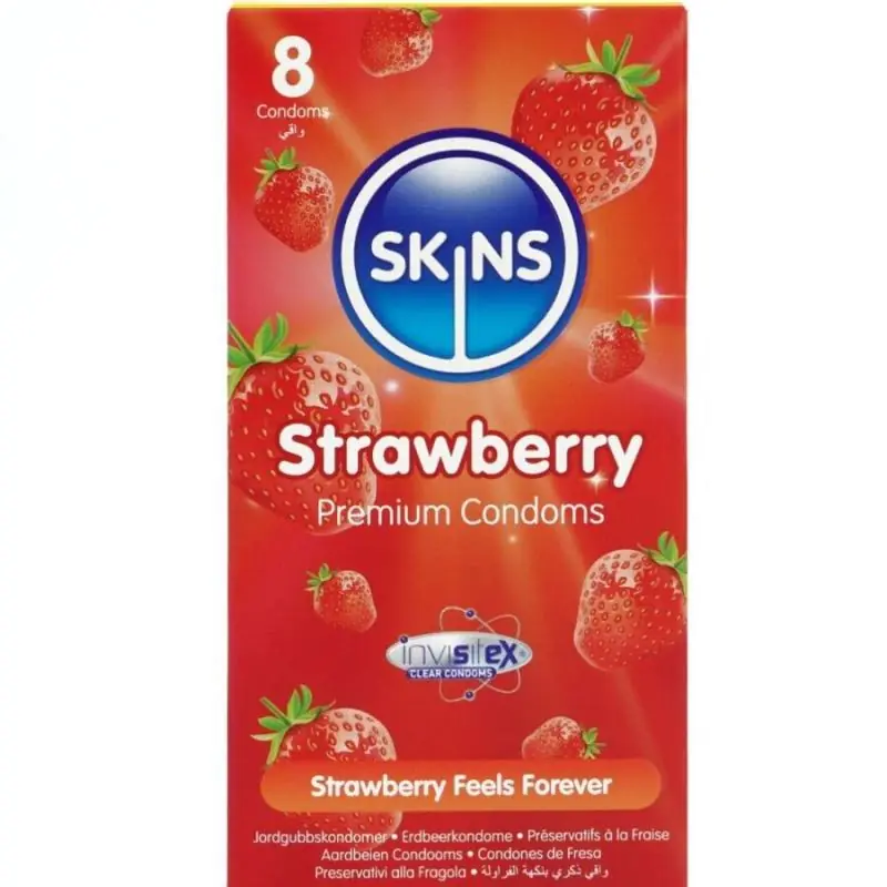 Skins - preservativos premium sabor fresa pack 8 Skins - preservativos premium sabor fresa pack 8