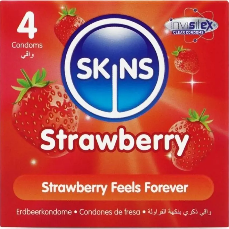 Skins - preservativos premium sabor fresa pack 4 Skins - preservativos premium sabor fresa pack 4