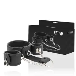 Fetish submissive - collar y esposas cuero vegano con forro de neopreno