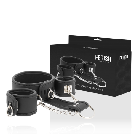 Fetish submissive - collar y esposas cuero vegano con forro de neopreno - 1
