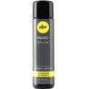 Envase gris actual de pjur BASIC Silicone 100 ml con banda amarilla