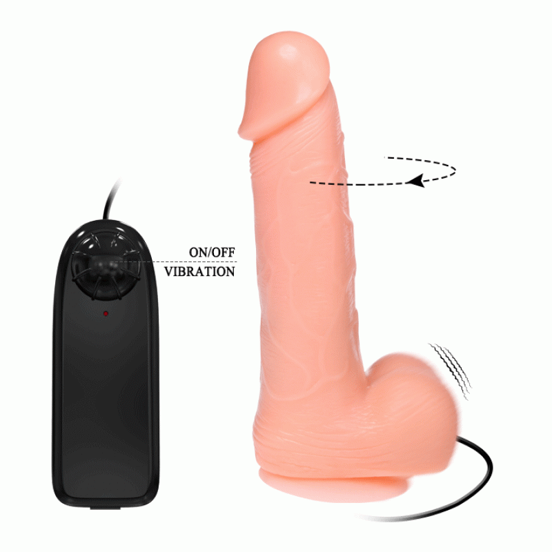 Dong dildo realistico vibracion y rotacion 20 cm