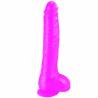 Dildo realista Dong rosa translúcido con testículos y ventosa