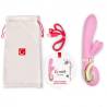 Gvibe Grabbit rosa con su bolsa, el cable de carga y el manual