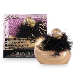 I Rub My Duckie Paris dorado junto a su caja