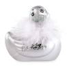 Pato vibrador I Rub My Duckie Paris plateado con boa blanca