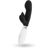 Vibrador rabbit Glossy Elvis negro visto de lado