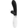 Vibrador rabbit Glossy Jackson negro visto de lado