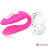 Vibrador Wearwatch Dual fucsia con su reloj níveo