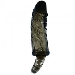 Baile funda extensora pene con strap para testiculos negro 13.5 cm