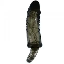 Baile funda extensora pene con strap para testiculos negro 13.5 cm
