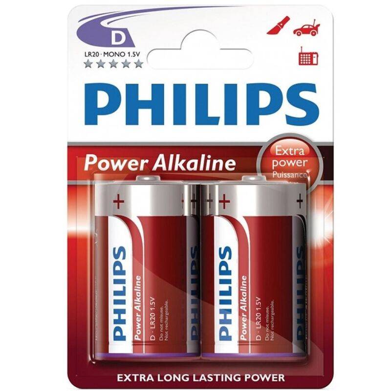 Philips power alkaline pila d lr20 blister - - 1