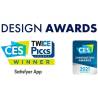 Gráfico con logotipos de premios CES y texto Satisfyer App