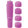 Masajeador Glossy Kurt lila con sus 4 cabezales