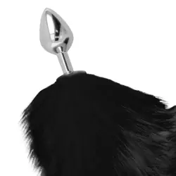 Darkness - plug anal silver 8 cm con cola negro