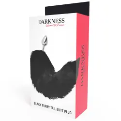 Darkness - plug anal silver 8 cm con cola negro