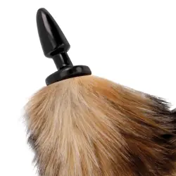 Darkness - cola natural con plug anal silicona 10 cm