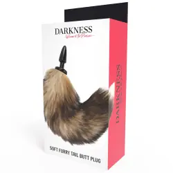 Darkness - cola natural con plug anal silicona 10 cm