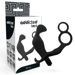 Addicted toys plug anal con anilla doble pene y testiculos negro - - 2