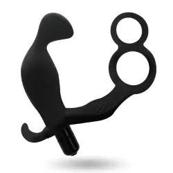 Addicted toys - plug anal con anilla doble pene y testículos negro