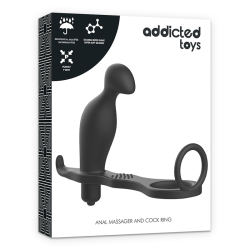 Addicted toys - plug anal con anillo silicona negro 12 cm