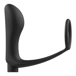 Addicted toys - anilla pene con plug anal control remoto negro recargable