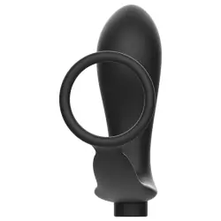Addicted toys - anilla pene con plug anal control remoto negro recargable