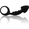 Plug anal Ohmama acanalado negro con anilla, de lado