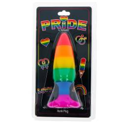 Pride by ToyJoy plug anal Hunk arcoíris, en su blíster