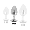 Plug anal Ohmama con cristal negro, tamaño de 8 cm junto a los de 7 y 9 cm