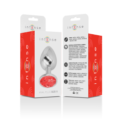 Intense - plug anal metal con cristal rojo talla s -  - 6