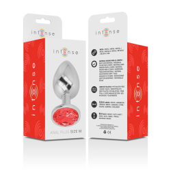 Intense - plug anal metal con cristal rojo talla m - - 6