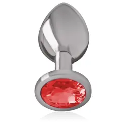 Intense - plug anal metal aluminio con cristal rojo talla l Intense - plug anal metal aluminio con cristal rojo talla l