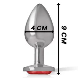 Intense - plug anal metal aluminio con cristal rojo talla l Intense - plug anal metal aluminio con cristal rojo talla l