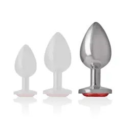Intense - plug anal metal aluminio con cristal rojo talla l Intense - plug anal metal aluminio con cristal rojo talla l