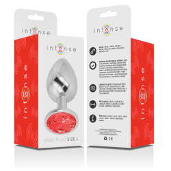 Intense - plug anal metal con cristal rojo talla l - - 6