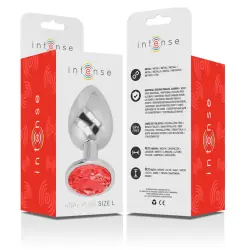 Intense - plug anal metal aluminio con cristal rojo talla l Intense - plug anal metal aluminio con cristal rojo talla l