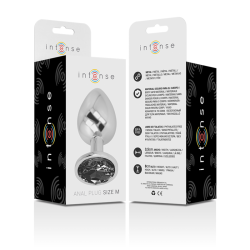 Intense - plug anal metal con cristal negro talla m -  - 6
