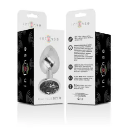 Intense - plug anal metal aluminio con cristal negro talla m Intense - plug anal metal aluminio con cristal negro talla m