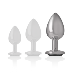 Intense - plug anal metal con cristal negro talla l -  - 5