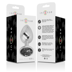 Intense - plug anal metal con cristal negro talla l -  - 6