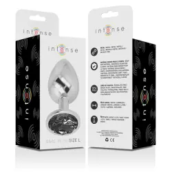 Intense - plug anal metal aluminio con cristal negro talla l Intense - plug anal metal aluminio con cristal negro talla l